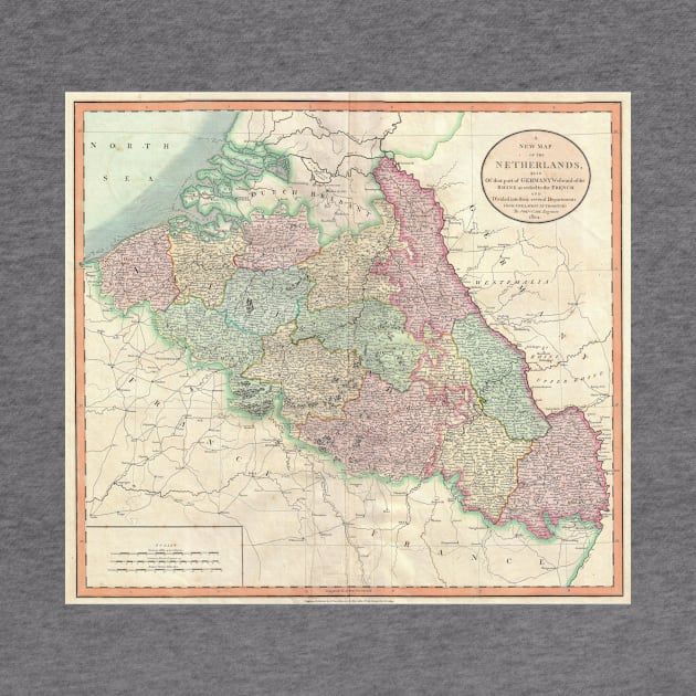 Vintage Map of Belgium & Luxembourg (1804) by Bravuramedia